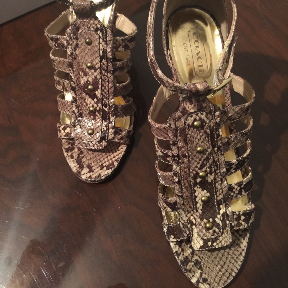 Coach Womens Jenkins Printed Python Sandles S10